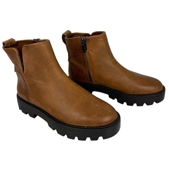 Franco Sarto Billie Lug Sole Leather Boots Ankle Platform Bootie Brown Size 6 - Picture 10 of 16